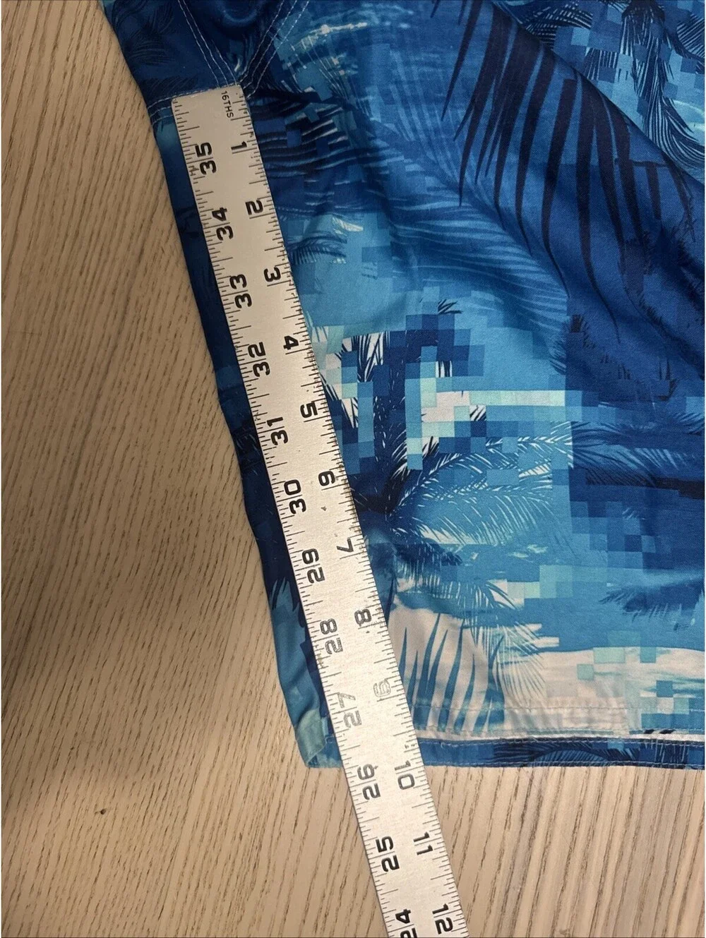 Joe Boxer Mens Swim Trunks Board Shorts XL Blue Palm Trees Geometric Pattern